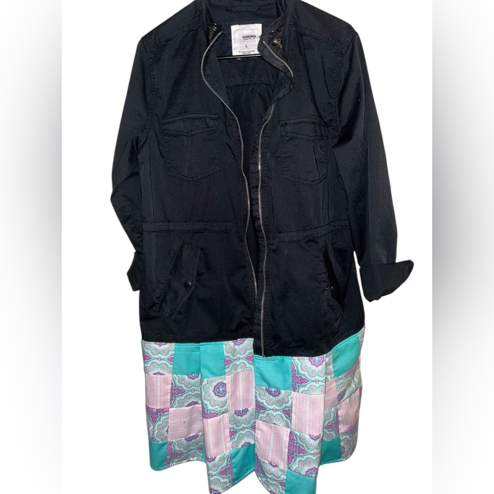 Upcycled Black Patchwork Women's Duster Jacket - image 4